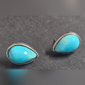 Wheeler Jewelry Turquoise teardrop earrings-sterling silver finish USA made NWT